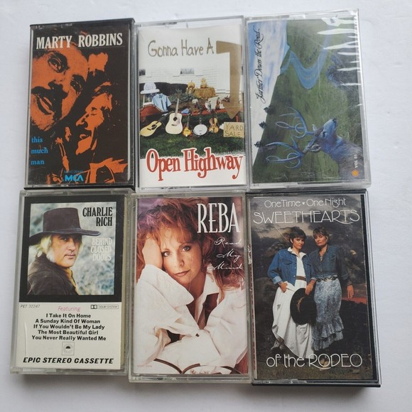 Other - Cassette Lot Of 6 Country Reba Sweethearts Charlie Rich Marty Robbins Open Hghwy